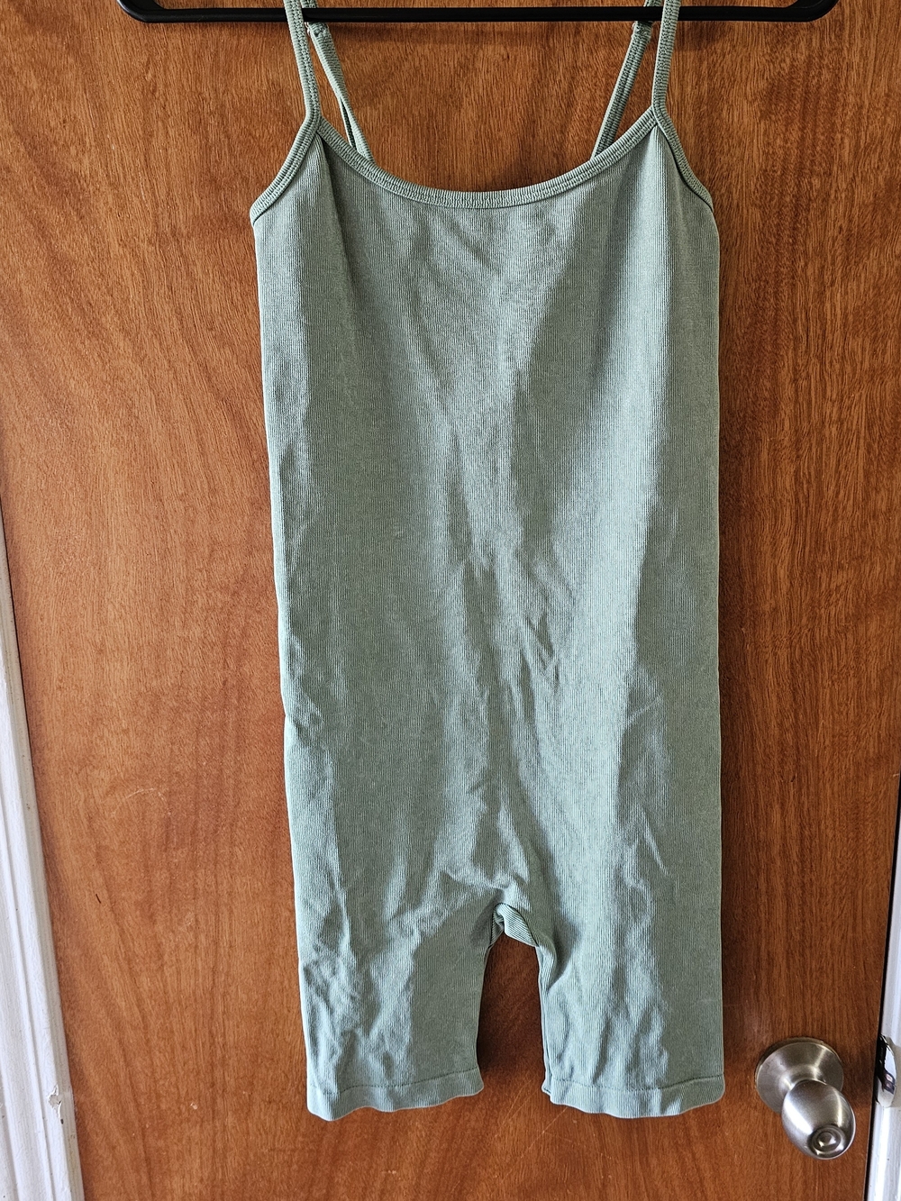 Women’s Sage Green Ribbed Romper Jumpsuit - Classic Tank Style